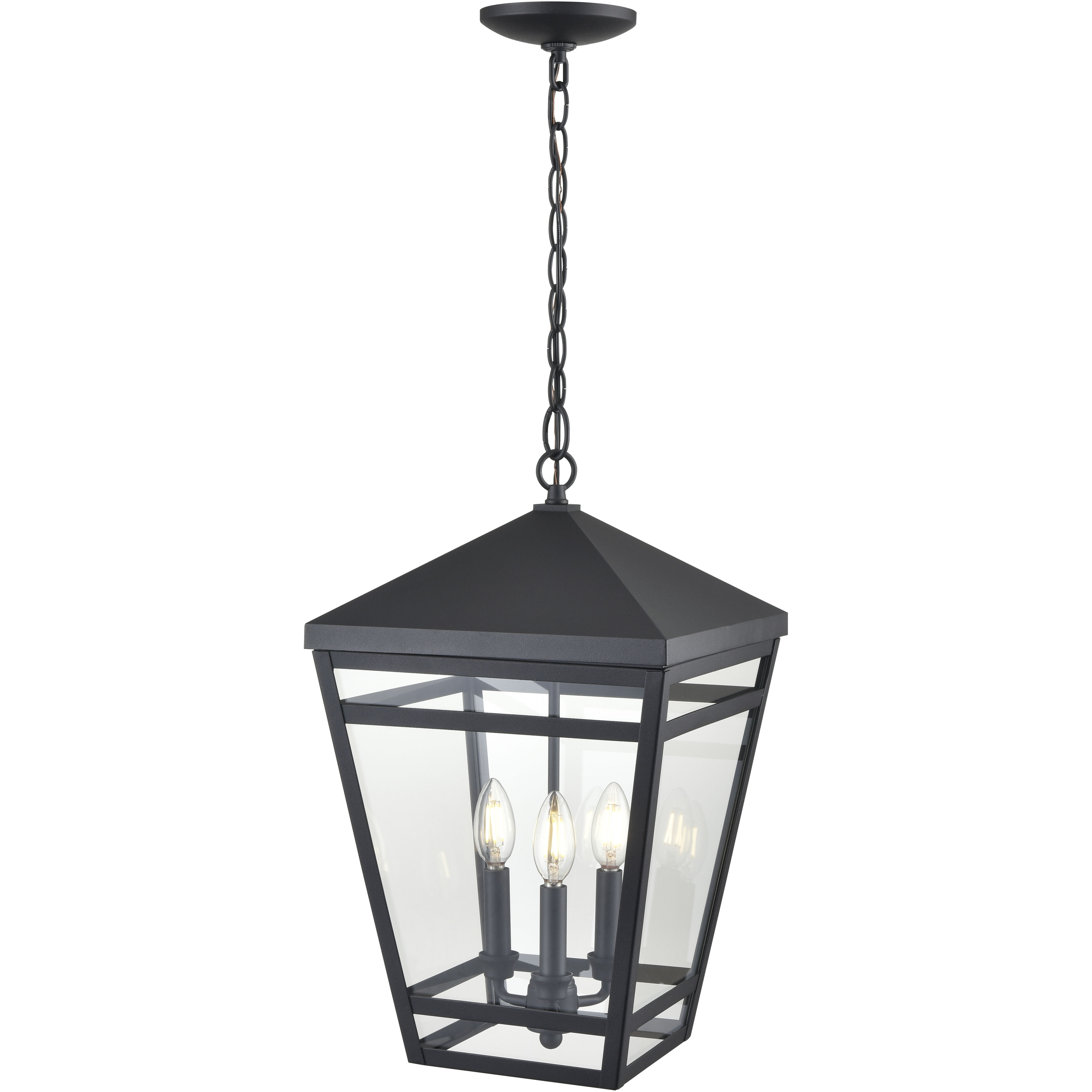 Seager 3 Light 12 inch Textured Black Outdoor Hanging Lantern